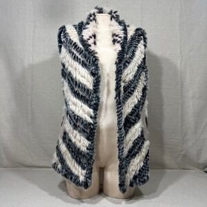 Marc‎ by Marc Jacobs Rabbit Fur Chevron Stripe Vest Sleeveless O/S (One Size)